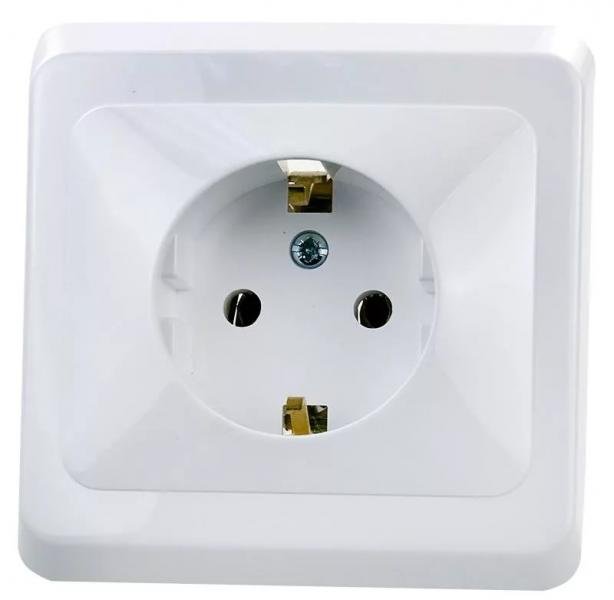 картинка Розетка 1-м СП Этюд 16А с заземл. бел. SchE PC16-003B 87955