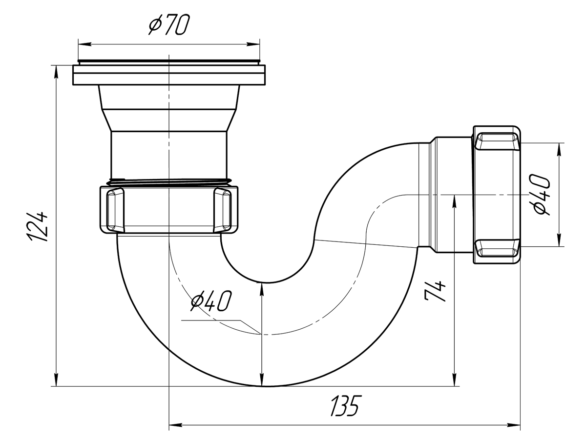 картинка Сифон АНИ 1 1/2"*40 д/душ. поддона Е110/210