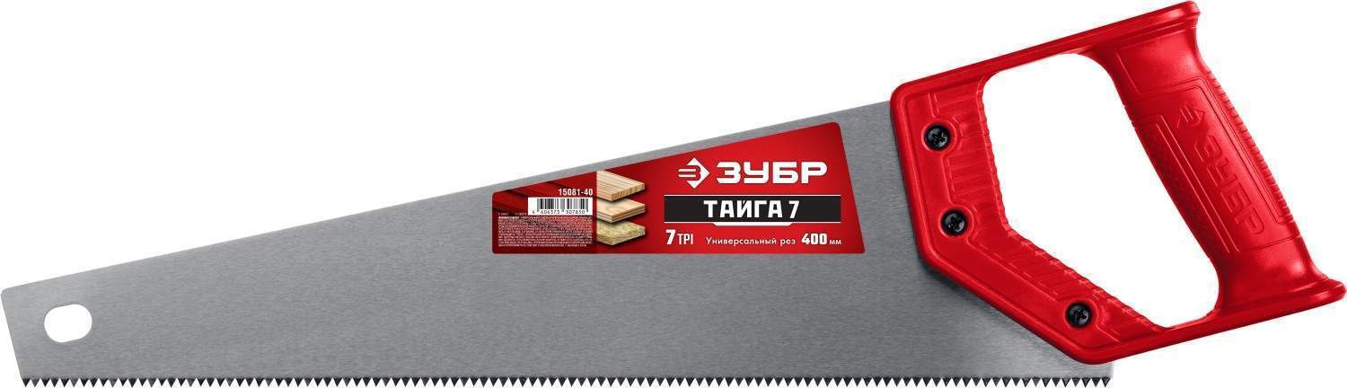картинка Ножовка по дереву, 400мм, 7TPI,  ЗУБР "Тайга7" 15081-45