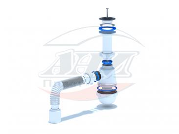 картинка Сифон АНИ Грот 1 1/2"*40 с гибкой трубой 40х50  А0510/С0510