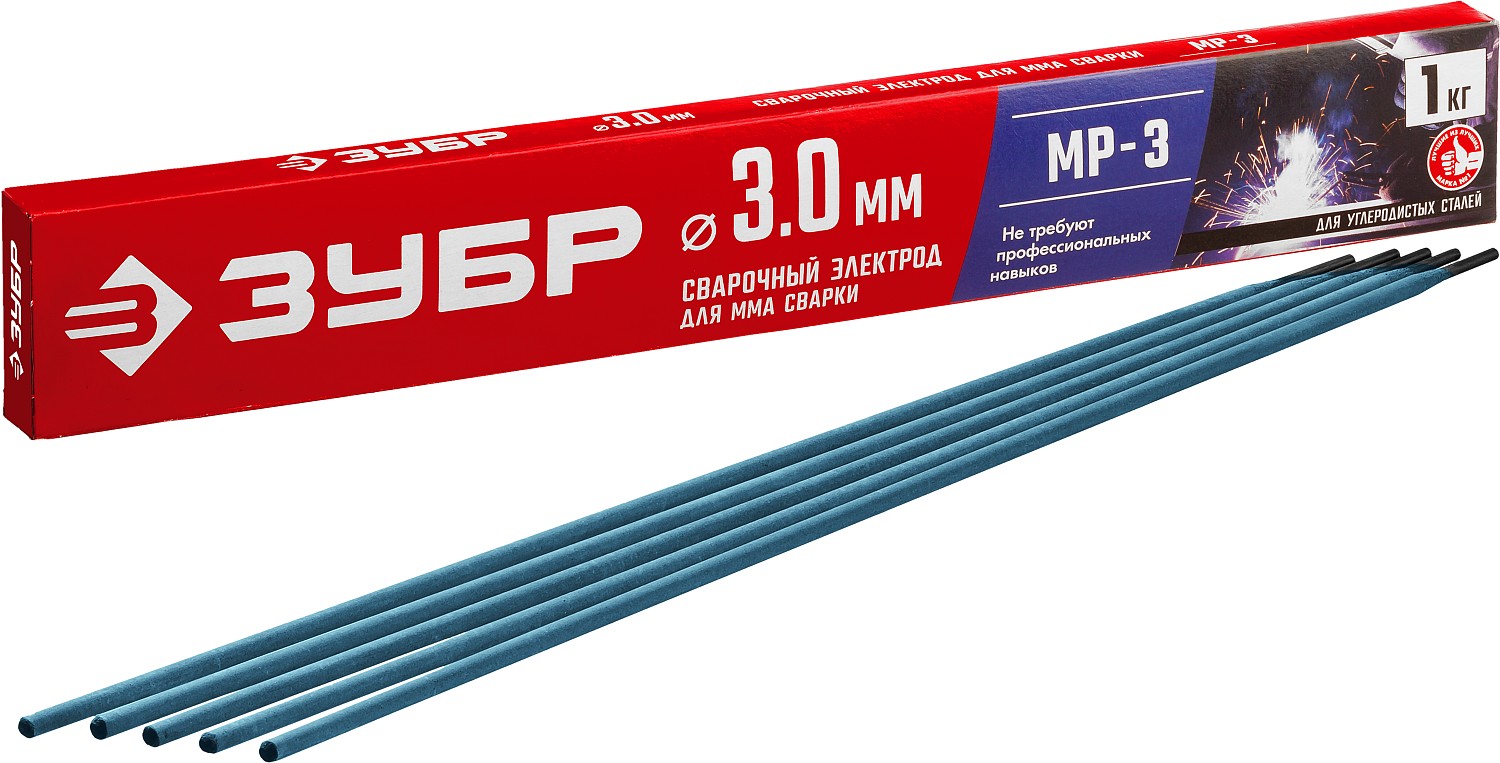 картинка Электроды МР-3 ф3 (1кг), с рутиловым покр, ЗУБР 40011-3.0