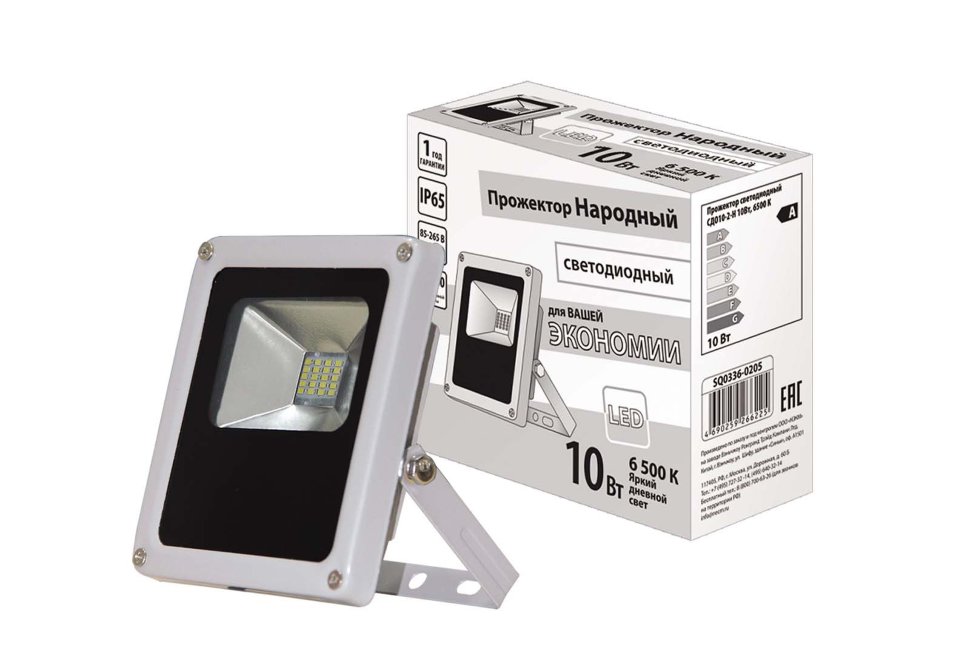 картинка Прожектор св/д СДО-2-10 10Вт 85-265В 800Лм IP65 "Народный"