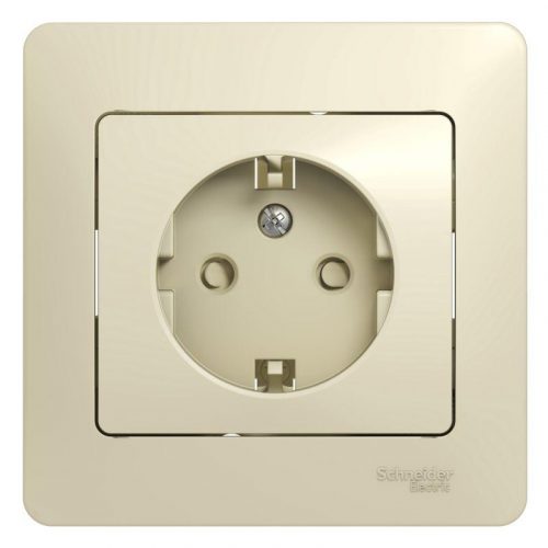 картинка Розетка 1-м СП Glossa 16А защ. шторки з/к в сборе беж. SchE