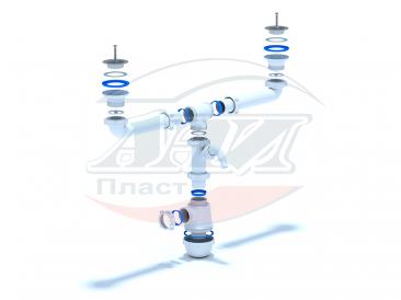 картинка Сифон АНИ Грот 1 1/2"*40 двойной с отв. с/м А 35 00