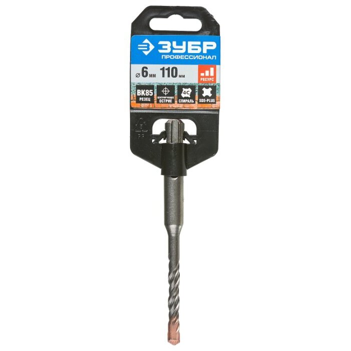 картинка Бур ЗУБР 6х110мм,SDS+, самоцентр. наконечник, спираль S4 293