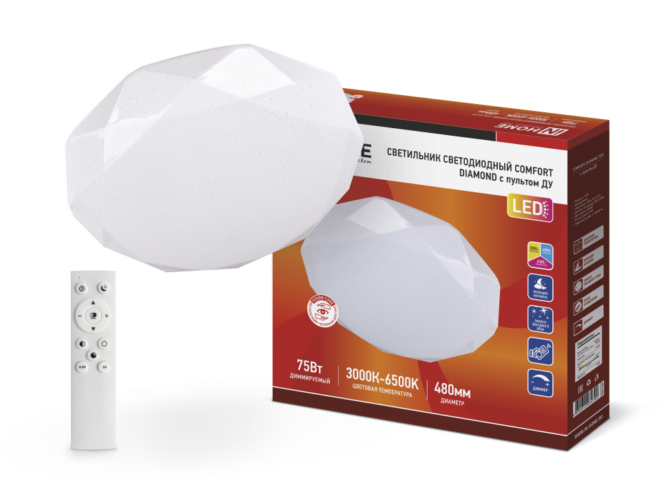 картинка Св-к св/д  Diamond 75W 3К-6K d480 пульт ДУ, IN HOME 2034799