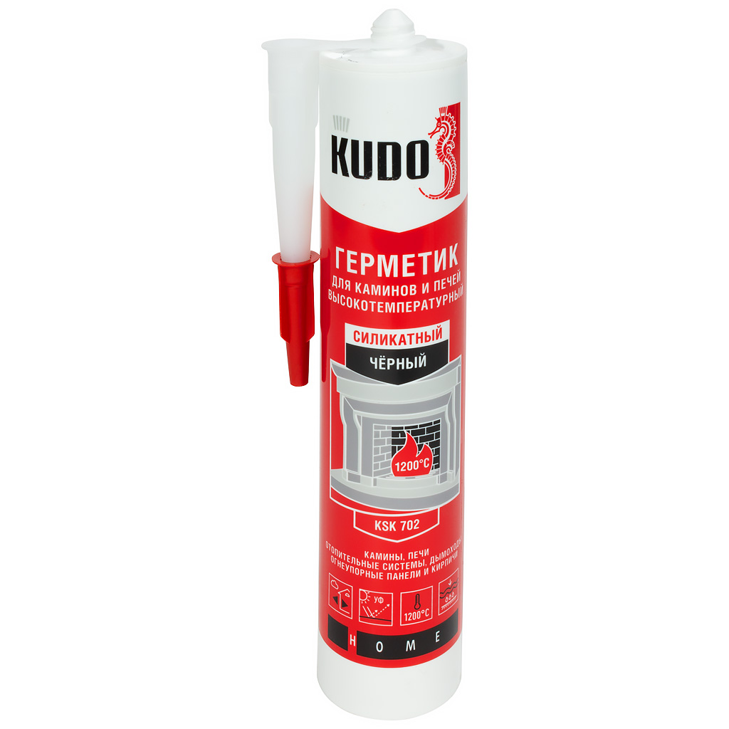 картинка Герметик для каминов и печей KUDO 1200C силикатный чёрный 28