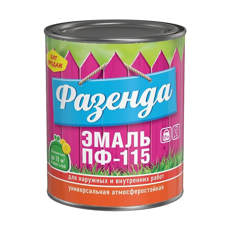картинка Эмаль ПФ-115 ФАЗЕНДА зелёная 0,9кг Лен.краски
