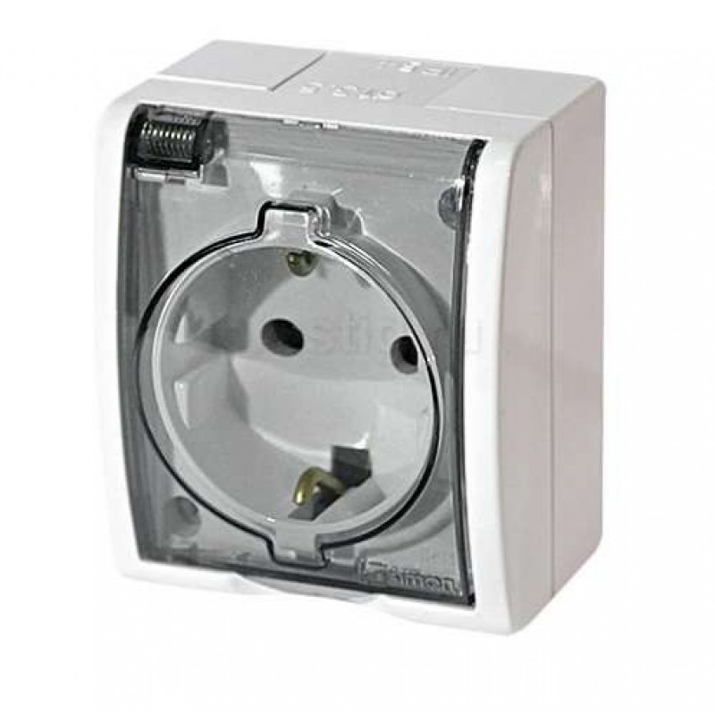 картинка Розетка 2Р+Е SCHUKO с крышкой полупр. IP54, 16А, 250В, винт.