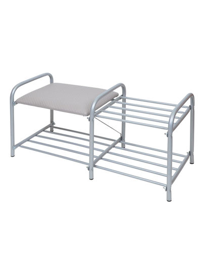картинка Этажерка Люкс разборная 2 яруса Серый / Серебро 800х330х360м