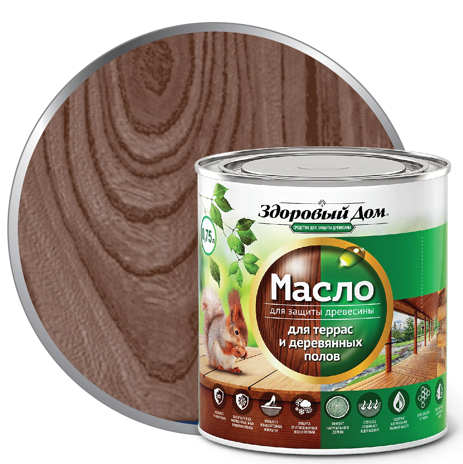картинка Масло для террас и дерев/полов Палисандр 0,75л Здоровый Дом
