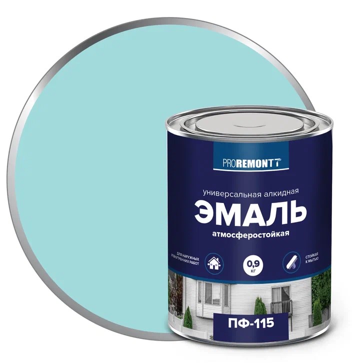 картинка Эмаль универс. PROREMONTT ПФ-115 Мятная RAL6027 0,9кг ЛАКРА