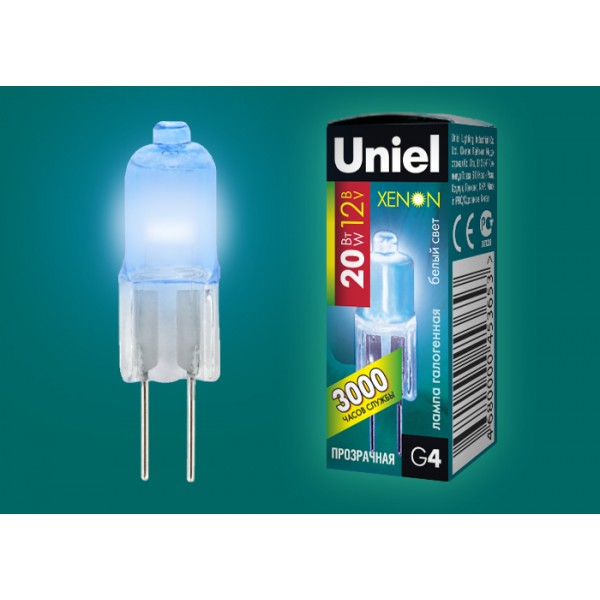 картинка Галог. JC 12V 20W ксенон голубая Uniel JC-CL-X12/20/G4