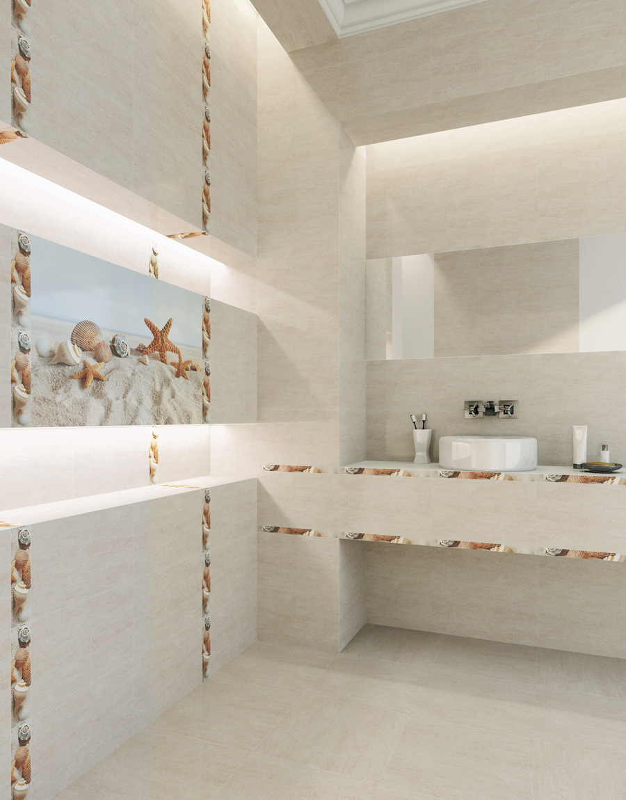 картинка САММЕР СТОУН декор 1 бежевый 25х40см В41311 Golden Tile