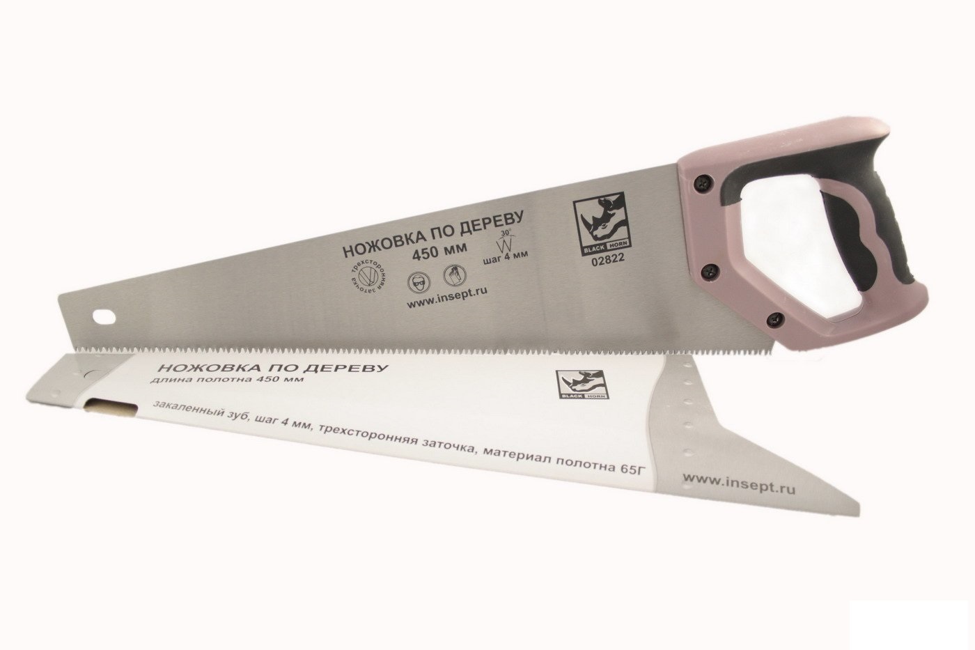 картинка Ножовка по дер. Black Horn 450мм  3 pg\ 7 зуб.  (4 mm) 02822