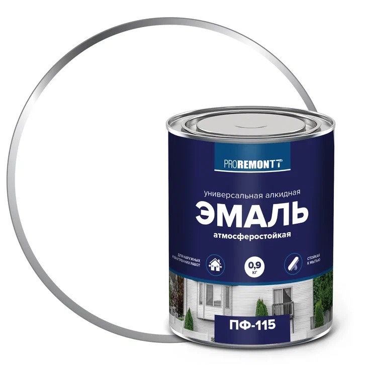 картинка Эмаль универс. PROREMONTT ПФ-115 Белая мат. 0,9кг ЛАКРА