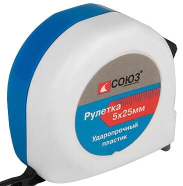 картинка Рулетка 5мх25мм, СОЮЗ, пластик. корпус 20525