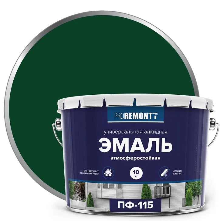 картинка Эмаль ПФ-115 Зелёная PROREMONTT 20кг ЛАКРА