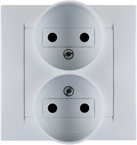 картинка Розетка 2Р б/з двойная белый Simon15 1590457-030 Испания