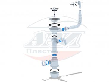 картинка Сифон АНИ Грот 3 1/2"*40 с носиком и гибким круг.пер. А1042S
