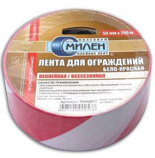 картинка Лента сигнальная бело-красная 50ммх200м