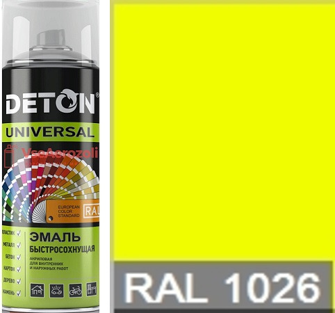 картинка Эмаль флуоресцентная ЖЁЛТАЯ 520мл Deton