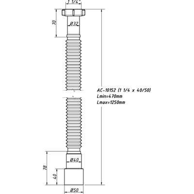картинка Гибкая труба с гайкой 1 1/4"х40/50 дл.1350мм АС-10152 ОРИО