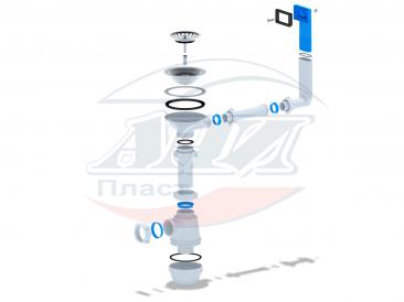 картинка Сифон АНИ Грот 3 1/2"*40 с переливом мойки А0145S