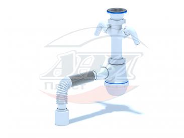 картинка Сифон АНИ Грот 1 1/2"*40 с 2 отв.стир.маш. с гибк. трубой