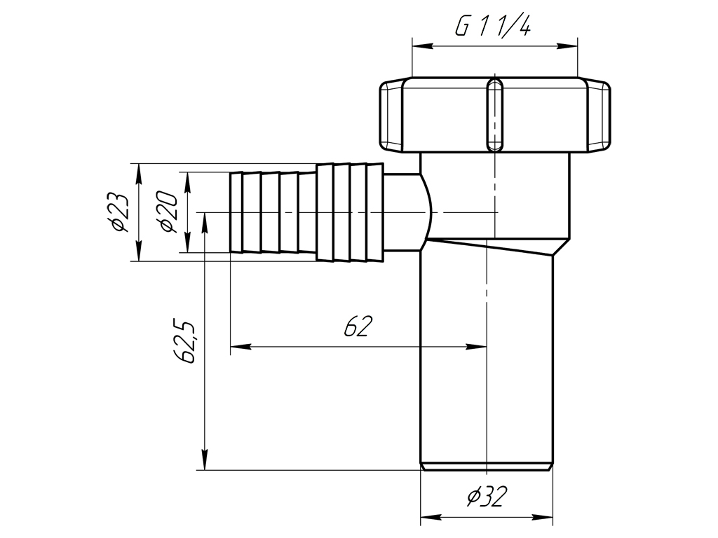картинка Отвод д/стирал.машины 1 1/4"х32 М 230