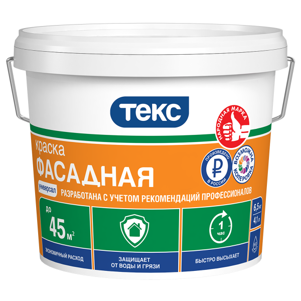 картинка Краска ДЛЯ ФАСАДОВ И ИНТЕРЬЕРОВ (А) 3кг ТЕКС Универсал