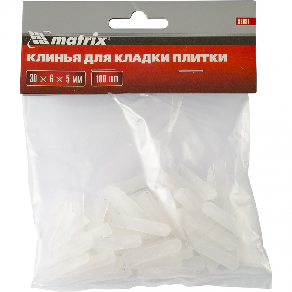 картинка Клинья, 30х6х5мм, для кладки плитки, 100шт. Matrix 88081