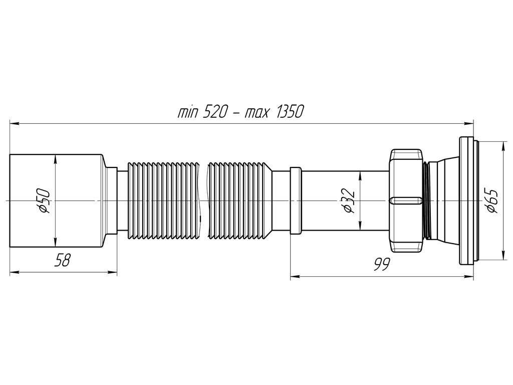 картинка Гофросифон  1 1/4"х50 удлинённый G215 АНИ Пласт