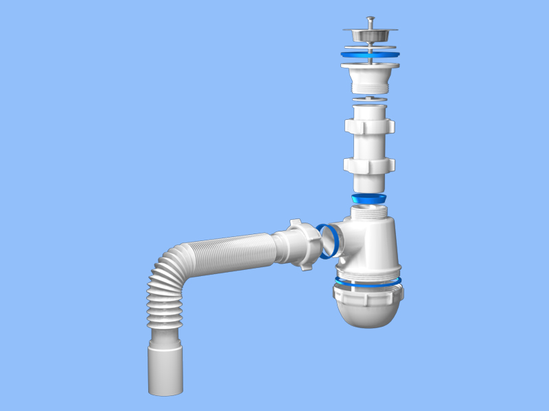 картинка Сифон АНИ Грот 1 1/2"*40 с г.трубой 40х40 А0105/С0105/С0505