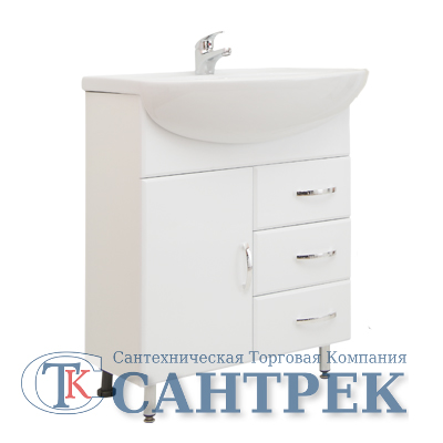 картинка СИТИ-70 тумба 2 двери белая с умыв.Лидия-70 645х800х386