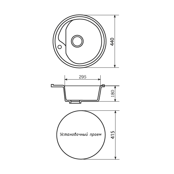 картинка Мойка круглая Белая (331) ML-GM10 440мм