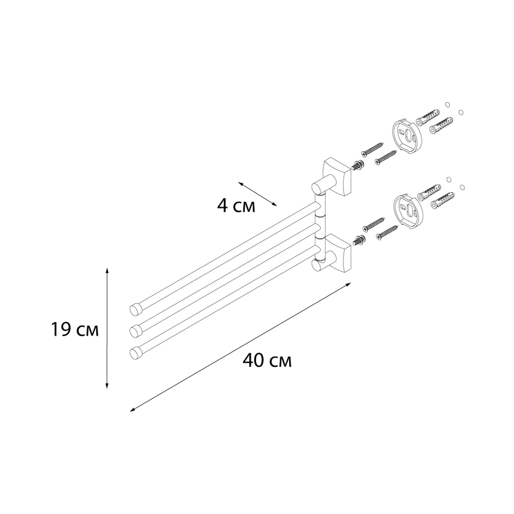 картинка KVADRO Полотенцедержатель рога 3-ые FX-61302A-3 FIXSEN