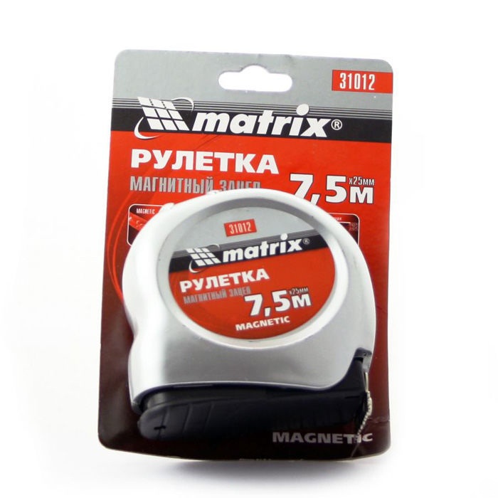 картинка Рулетка 7.5м*19мм магнитный зацеп MATRIX 31012