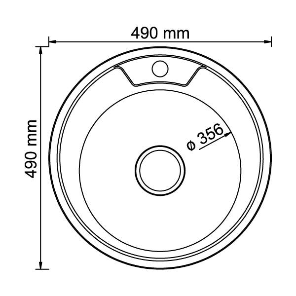 картинка Мойка нерж.врезная круглая 49х17см (0,6) с сиф.3 1/2" 528182